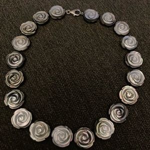 Rose carved Mother of Pearl necklace